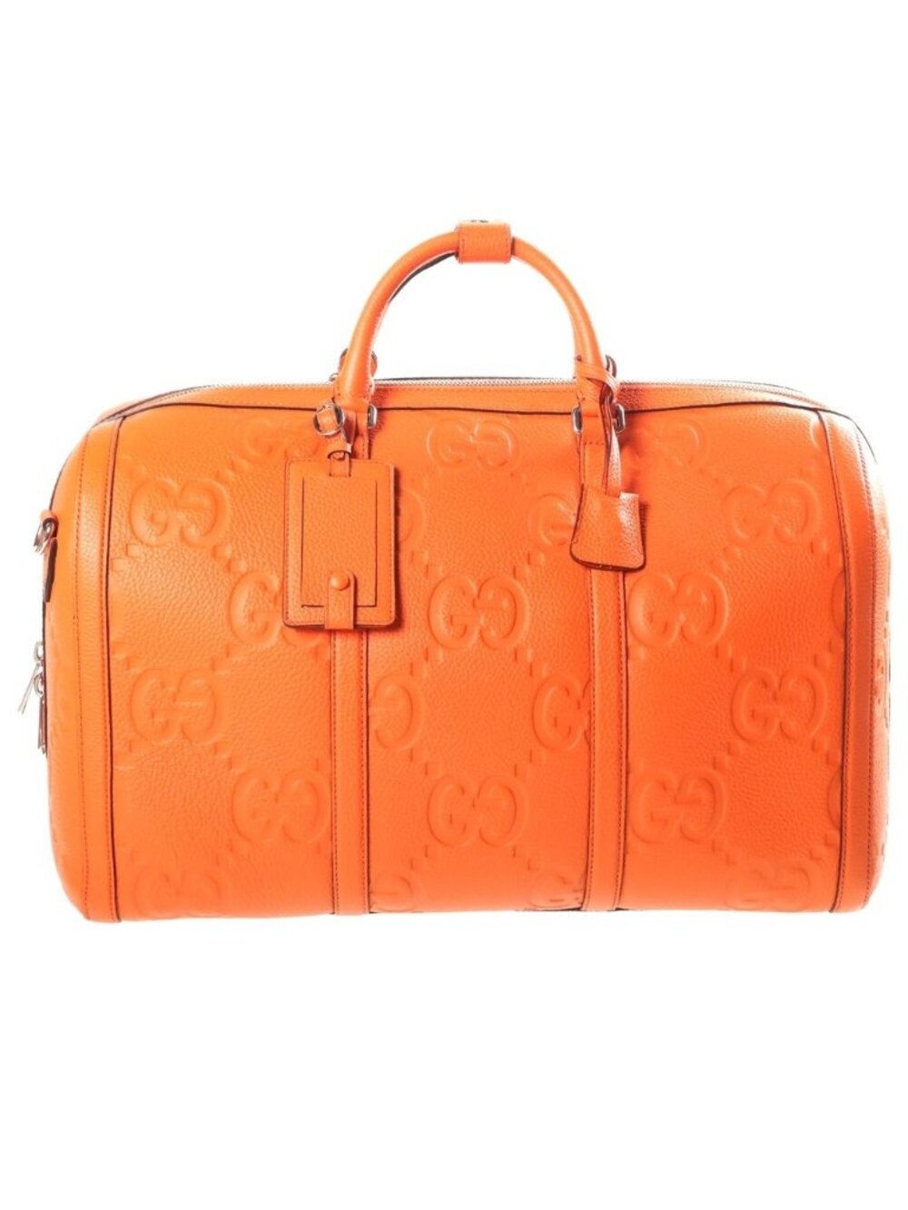Gucci Jumbo GG 2-Way Shoulder Bag Orange Leather Silver